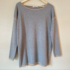 MaxMara Gray & Tan Cashmere Sweater